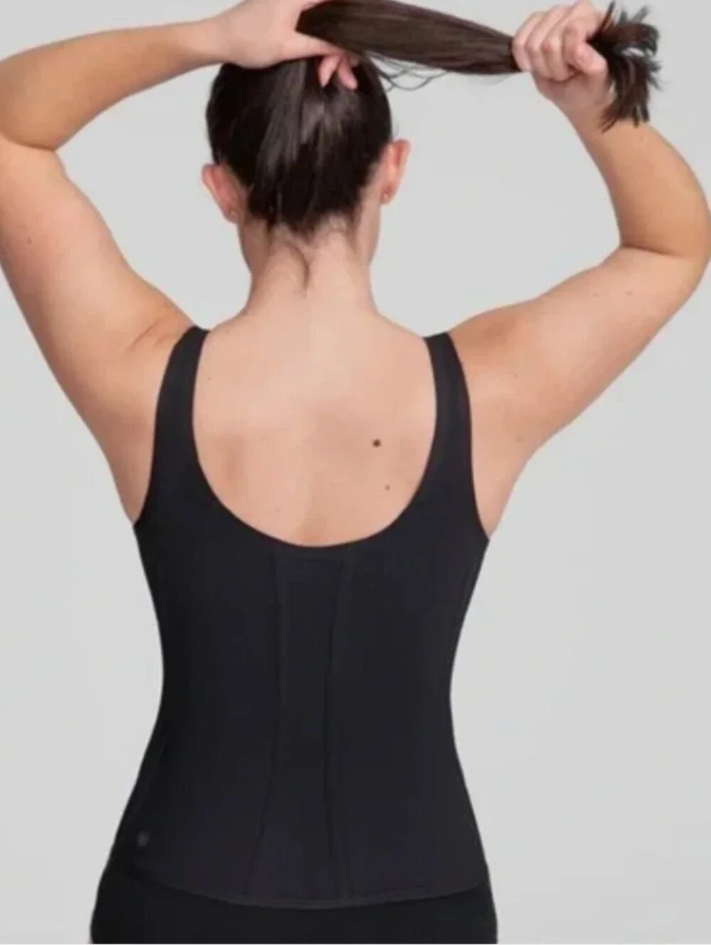Honey Love Boldness Tank Black Size L Padded Cups Sculpt Boning Stretch EUC